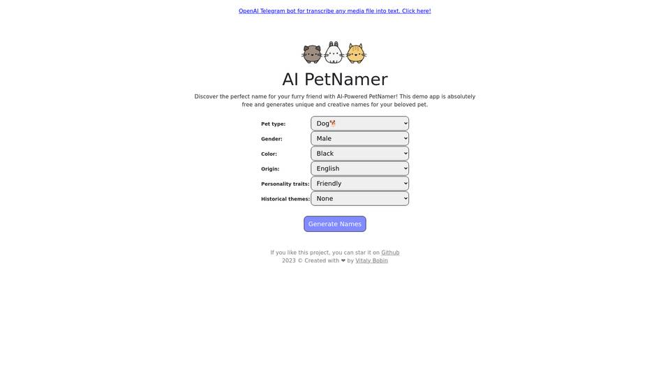 Ai Pet Namer